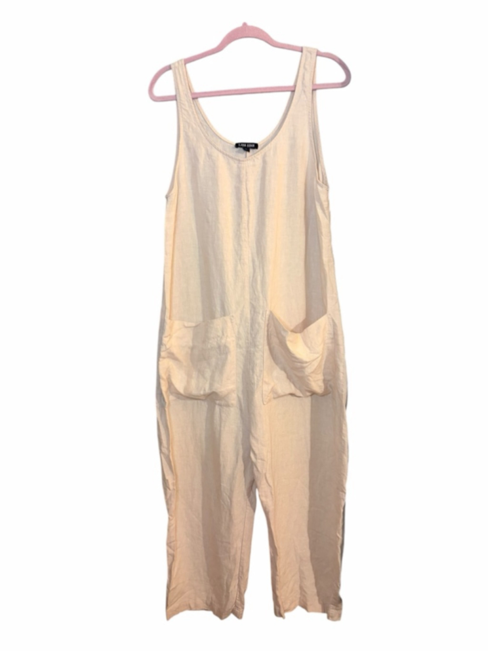 Ilana Kohn Gary Jumpsuit size L 100% linen Pockets Cream Taupe